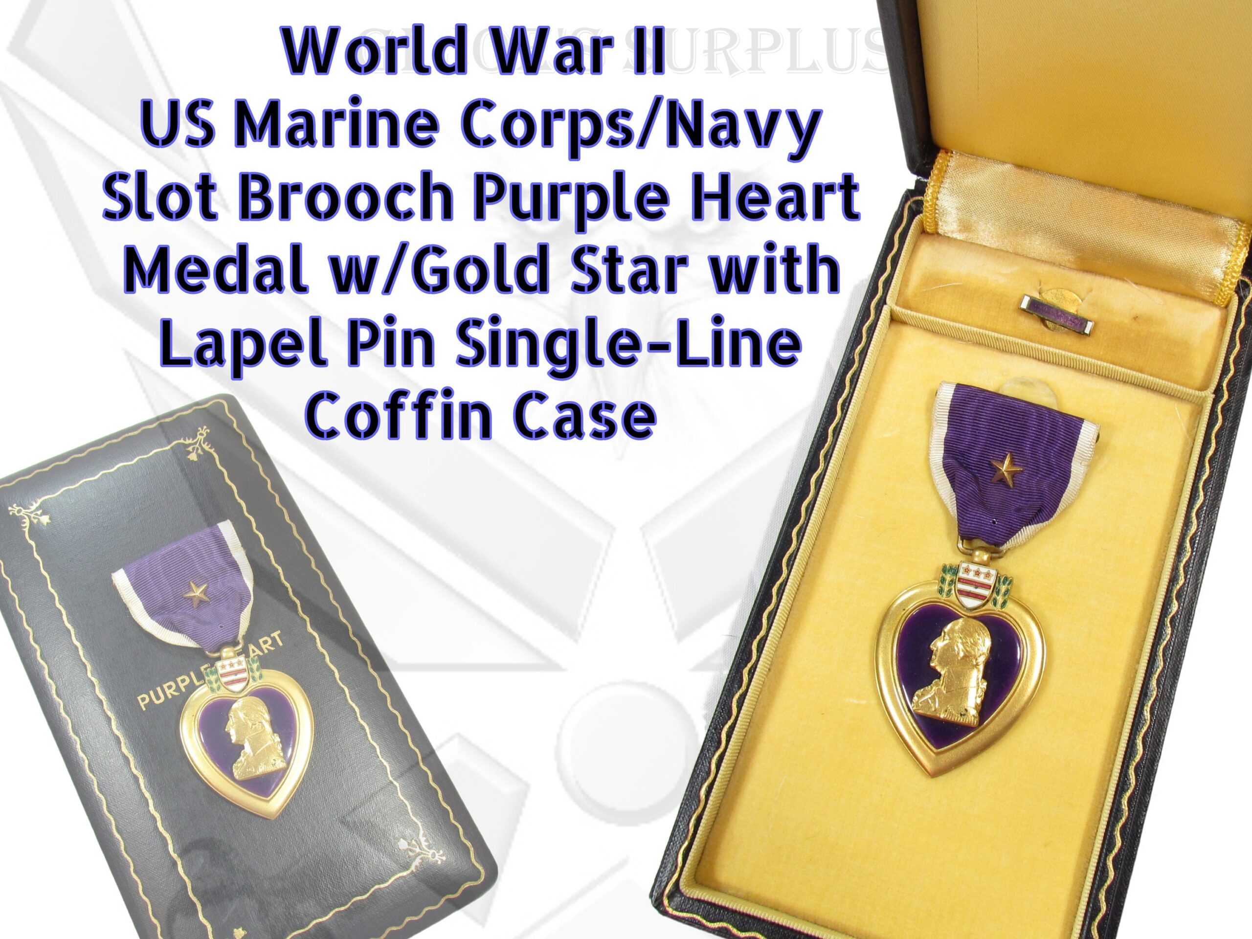 Military Ww Ii Marine Corps Navy Usmc Usn Purple Heart Medal Gold Star