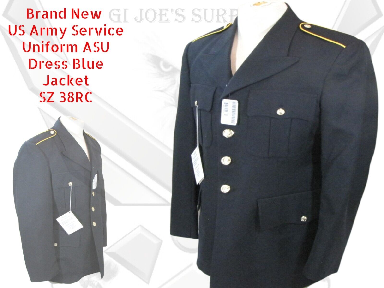 New Military Army DSCP Enlisted Dress Blue Service Uniform Jacket ASU